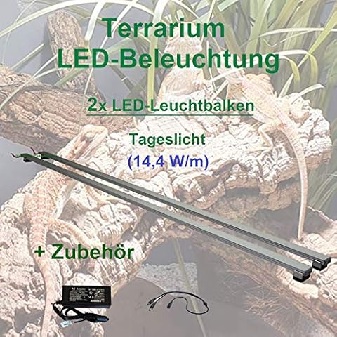 Aquarium-Plüderhausen Terrarium LED Beleuchtung Wüsten Reptilien Pflanzen LED 200 cm Set2 Leuchtbalken Cover