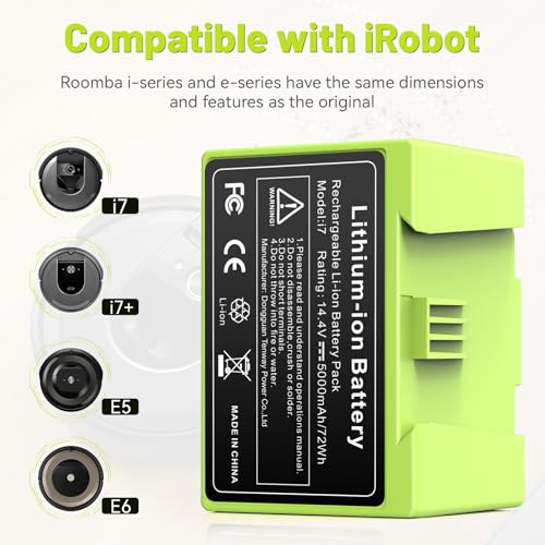 Image of 5000mAh Replacement for iRobot Roomba i7 Battery ABL-D1 14.4V Li-ion Battery Compatible with i8 i8+ i7 i7+ i4 i4+ i3 i3+ e5 e6 j7 j7+ j6+ j5 j5+ i7158 7150 7550 e5150 e6198 Series Vaccum Cleaner