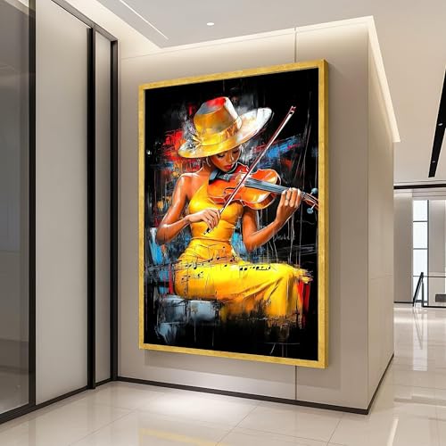 Décoration murale abstraite de musicien et tableau violoniste contemporain