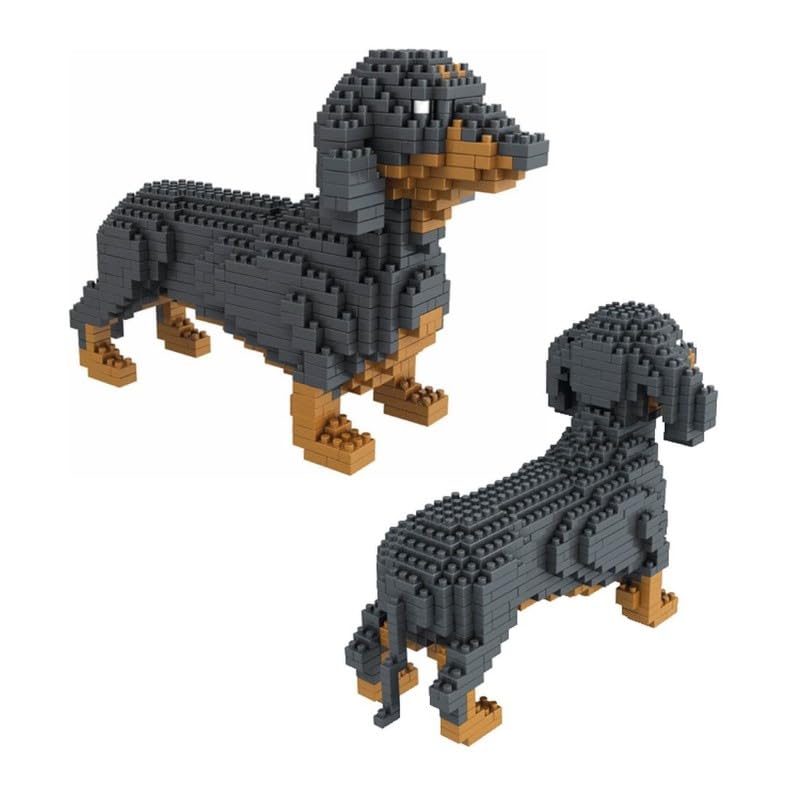 Atomic Building Wursthund oder Dackel, Figur zum Zusammenbauen mit Nanoblocks, 898 Teile