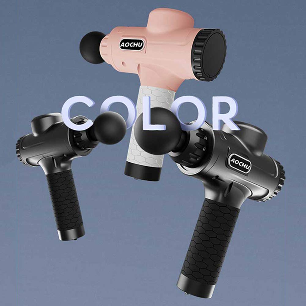 Pistola De Masaje, Dispositivo De Masaje Portátil con 5 Cabezales De Masaje, 5800 RPM 45DB 2500mAh Pistola De Fascia Ajustable De 4 Velocidades con 4 Cabezales De Masaje, Pantalla De Control LCD