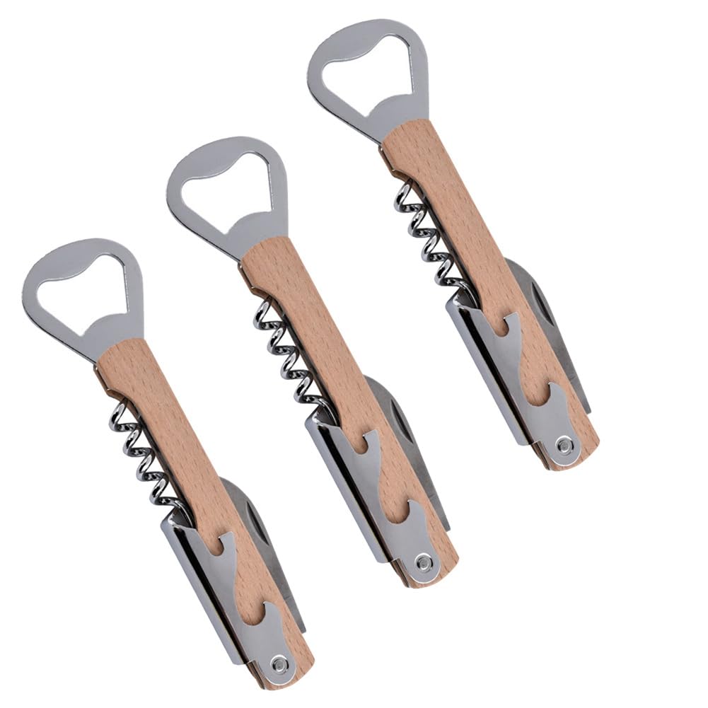 CTRLZS Stainless Steel Wine Bottle Opener, Beer Bottle Opener, Wine Knife, Beverage Bottle Opener Beech