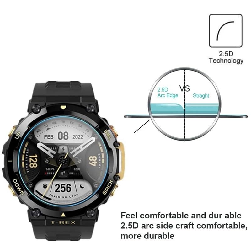 Image of YODI Pack of 2 Waterproof 3D Tempered Glass Screen Protector Compatible with Amazfit T-rex 2 Only ((T-REX 2))
