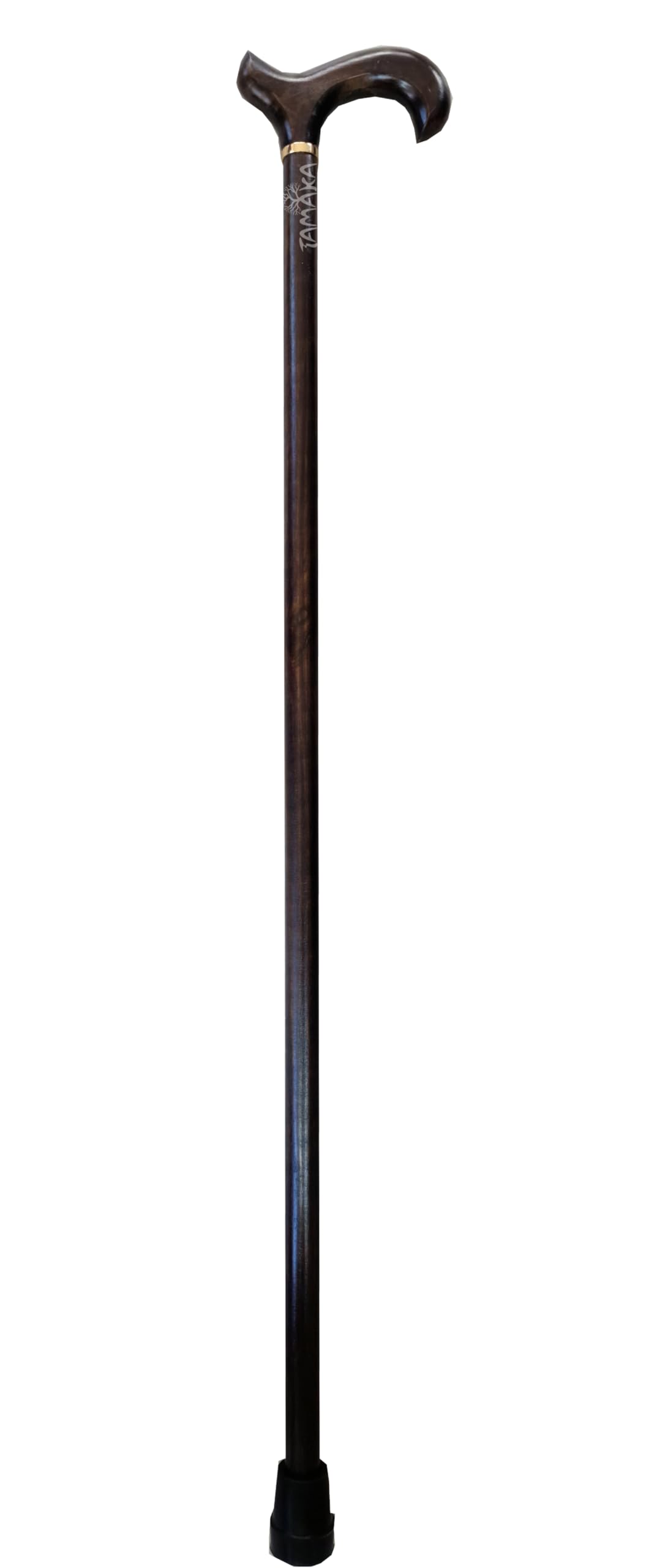 TAMAKA® Bastone da passeggio da uomo realizzato a mano in legno marrone scuro con manico derby con colletto, 94 cm