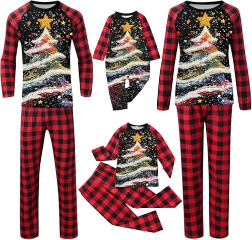 Yekdmxop Pigiama Famiglia Natale Set 4 Pigiama Famiglia Natalizio Albero di Natale Pigiami Natalizi Coppia Casa Camicia E Pantaloni Natalizie Famiglie Pyjamas Completo Pigiami per Tutta La Famiglia B
