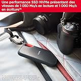 SANDISK Extreme Portable SSD 2TB (up to 1050 MB/s read, 1,000MB/s write, NVMe SSD, USB-C, External Solid State Drive, IP65 rated for dust and water resistance, Updated Firmware) Black - 6