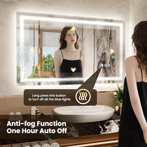 Snowdool Bathroom Mirror with LED Lights, 500x700mm Illuminated Backlit Wall-Mounted Vanity Mirror, Dimmable Switch 3 Colors, Anti-Fog, HD Tempered Glass, IP44 Waterproof, Horizontal/Vertical - Image 6