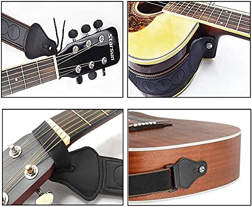 18pcs Guitar Strap Set, BetterJonny Adjustable Black Vintage Guitar Belt with Strap Button Locks for Electric Acoustic Guitar Bass