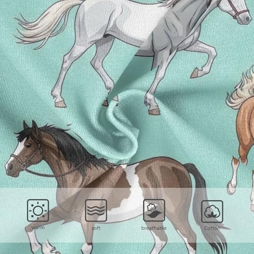 Girls Briefs, Colorful Horse Teal Toddler Panties, Cotton Underwear Girls, 2T–8 Years3