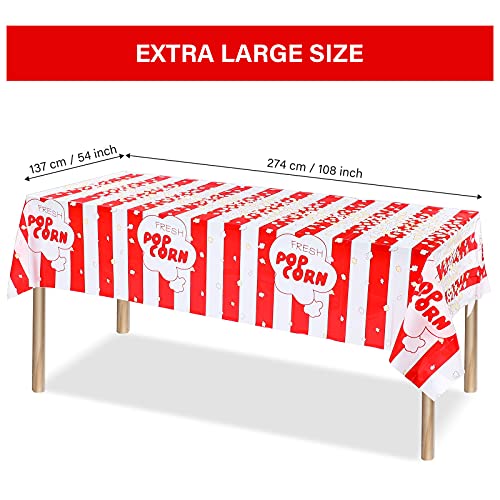 3 Pieces Popcorn Tablecloth Decorations Plastic Popcorn Table Cover Carnival Theme Party Tablecloth For Carnival Party, Circus Themed, Movie Night Birthday Party Supplies, 54 X 108 Inch #TOP1