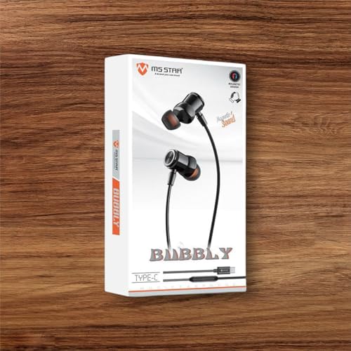 Image of CM MS Star Bubbly Type-C Magnetic Earphones, Black, Wired in-Ear Design with Premium Sound, for Mobile Devices
