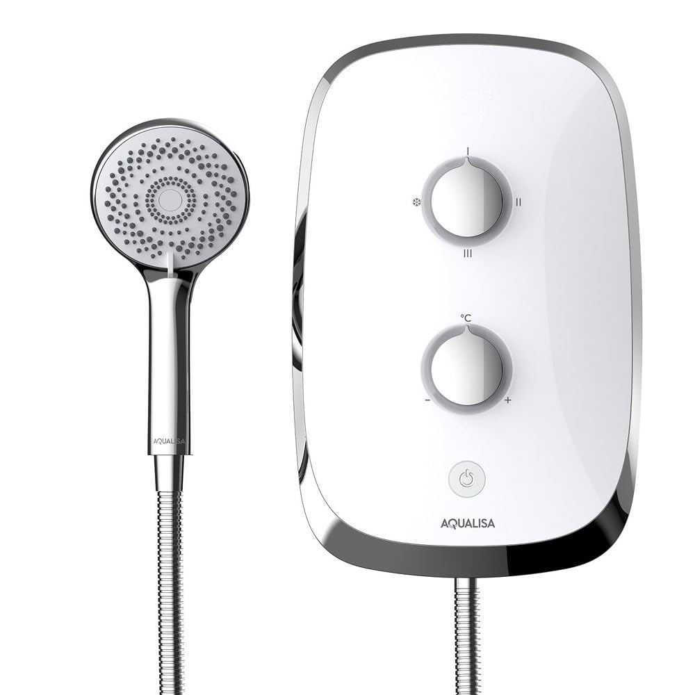 Aqualisa Arctic White E-Motion Electric Shower Digital Display 3 Spray Patterns 9.5Kw