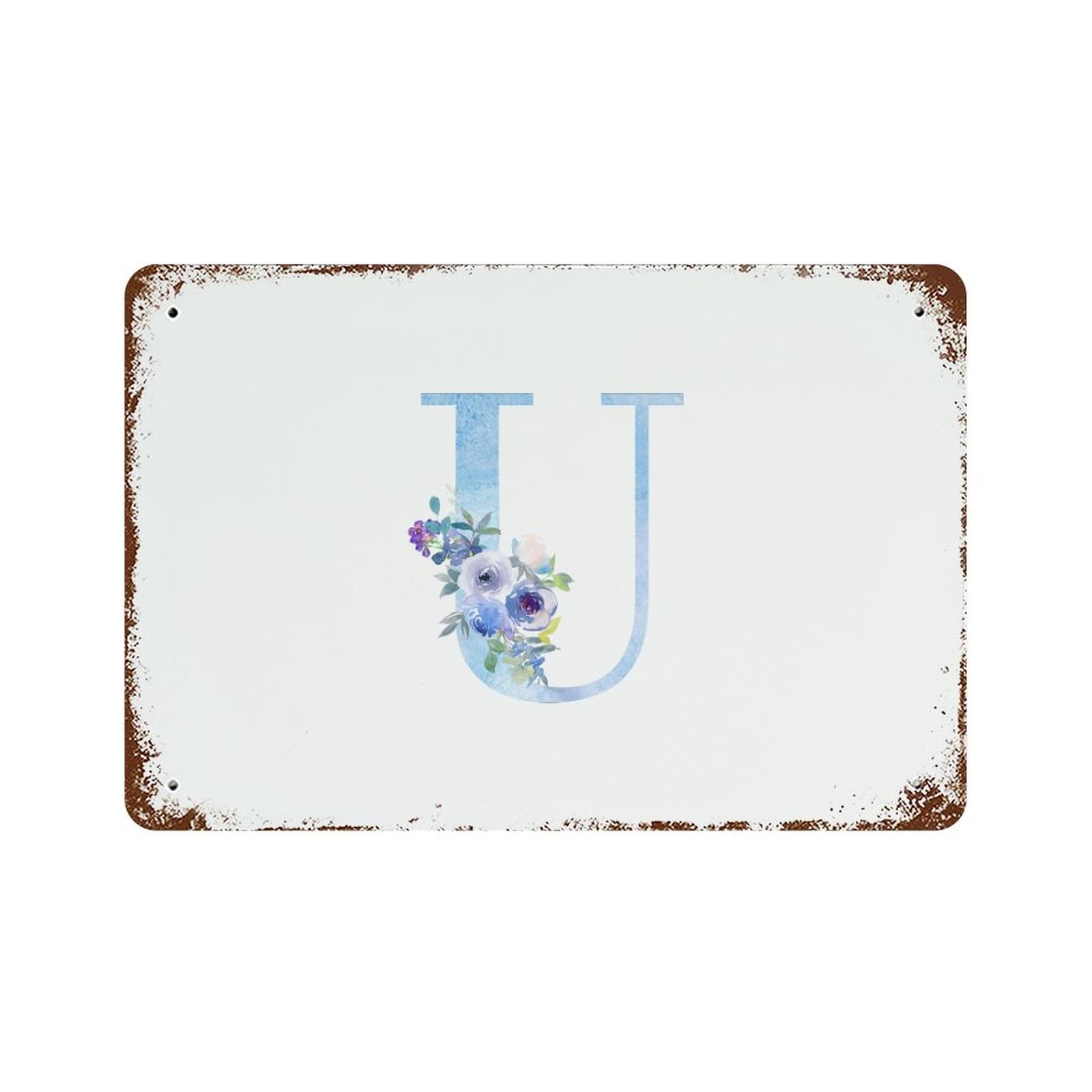 Panneau en aluminium U lettre monogramme floral, l'idée cadeau idéale pour anniversaire de mariage
