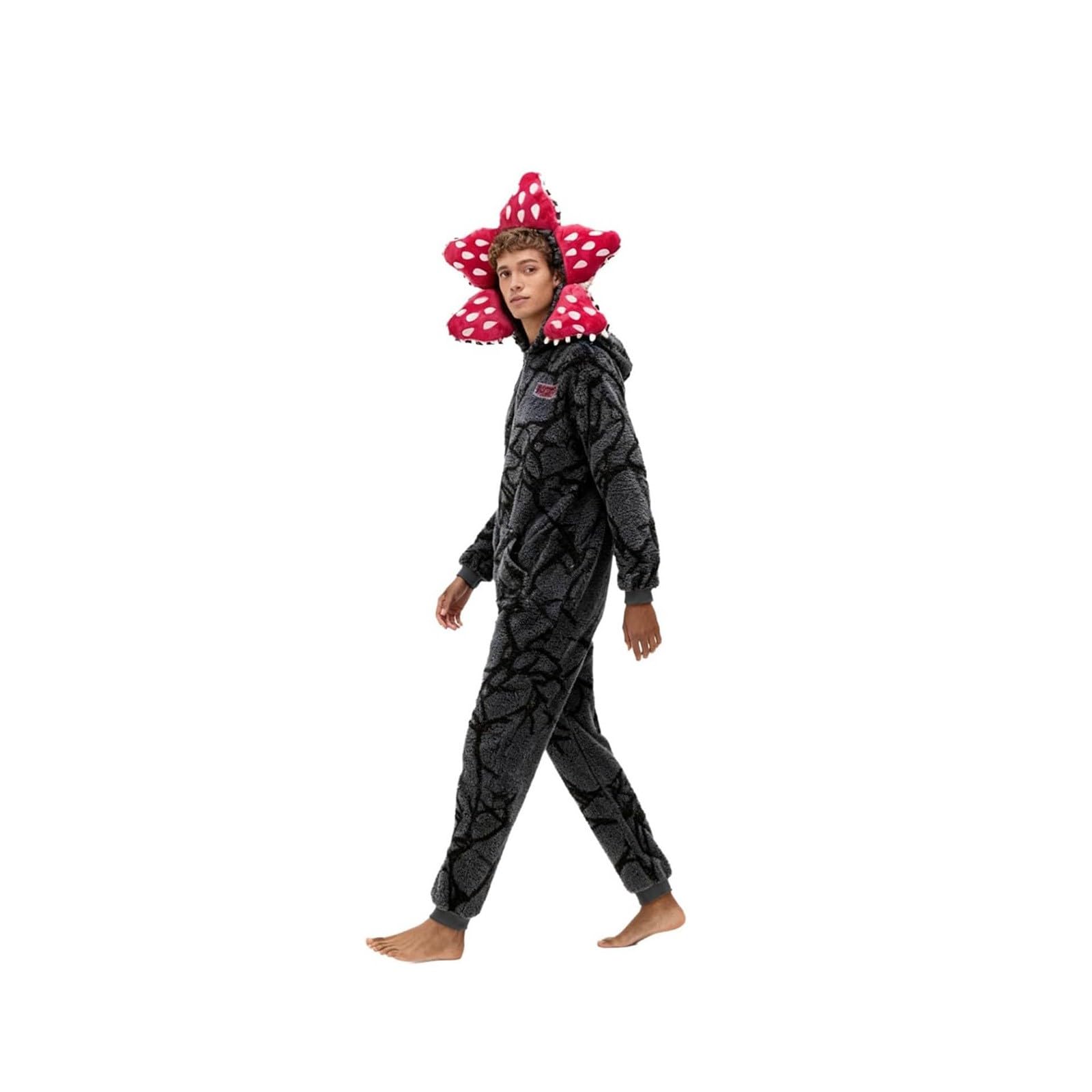 Pigiama unisex 3D D-Demogorgon a maniche lunghe pigiama monopezzo D-Demogorgon tuta con cappuccio in pile pigiama autunno inverno Natale pigiama per adulti