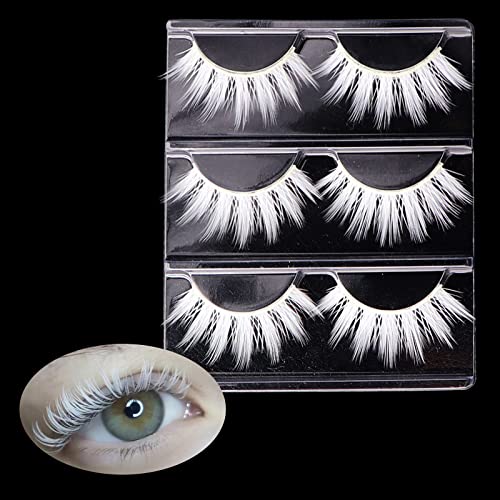 3 Pairs White Anime Eyelashes Christmas White Lashes Natural White False Eyelashes Wispy Faux Mink Lashes For Masquerades Cosplay New Year Party White Fake Lashes Makeup Lashes #TOP15