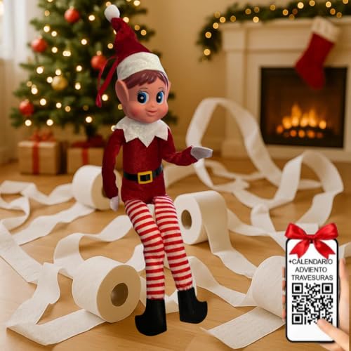 LIVING LOGIC Elfa traviesa, Incluye Calendario de travesuras para Que los papás no tengan Que Pensar, Elfos traviesos Navidad, decoración navideña, Duende de la Navidad, Elfos navideños traviesos,