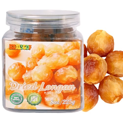 Dried Longan Fruit - 100% Natural, No Sugar Added Thai Longan for Snacks, Tea & Cooking - Reusable resealable jar, 8oz (225g)