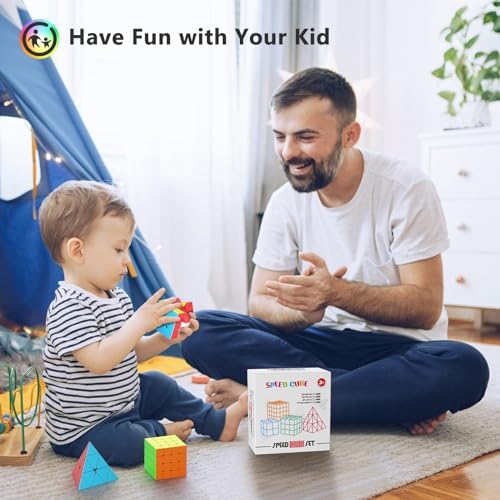Vdealen Speed Cube Set, Puzzle Cube Bundle of 2x2x2 3x3x3 4x4x4 Pyramid Magic Cube Set, Birthday Party Christmas Stocking Stuffers Gift for Kids Teens Adults(Stickerless) — view 6