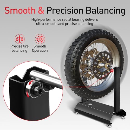 JY PERFORMANCE Motorcycle Wheel Balancer, Tire Balancer Stand for Static and Dynamic Tire Alignment, Bike Wheel Balancer for Motorcycles, Road, Sports, MX, and Dirt Bikes Wheels