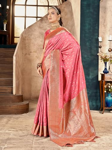Image of Mehrang Women's Pure Kanjivaram Silk Saree Banarasi Silk Wedding Sarees for Women with Blouse Piece