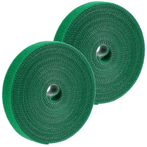2 PCS Green Garden Tape, 0.47 in X 32 ft Plant Tape for Climbing Plants, Nylon Plant Tape Strap, Reusable Adjustable Thicker Support