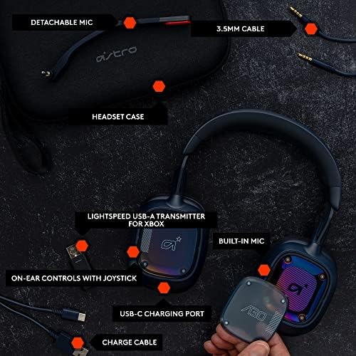 Logitech G Astro A30 LIGHTSPEED Wireless Gaming Headset, Bluetooth enabled, Dolby Atmos, Detachable Boom, 27h battery, USBC charging, for Xbox, PS5, PS4, Nintendo Switch, PC, Android - Blue