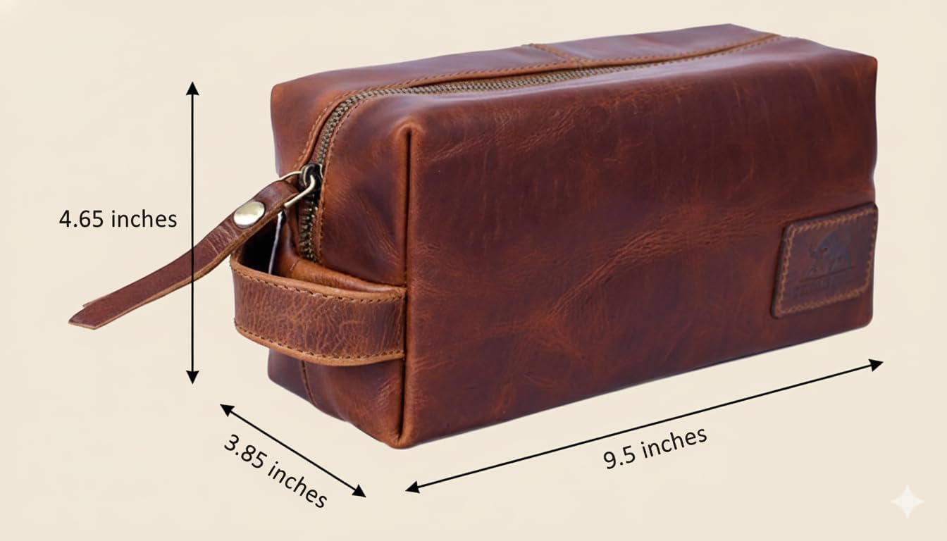 Genuine Leather Unisex Toiletry bag for Travelling | Travel Toiletery Bag I Toiletry Bag for Men and Women