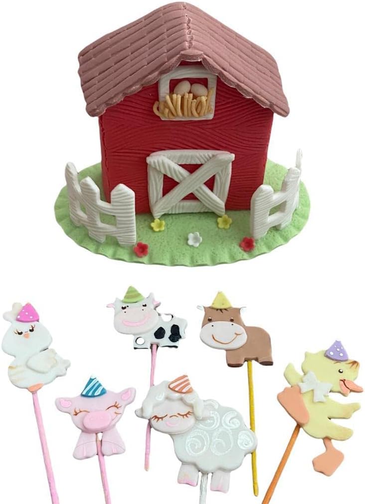 Zoeartcrafts Farm Set Cake Topper Cold Ceramic Birthday Party