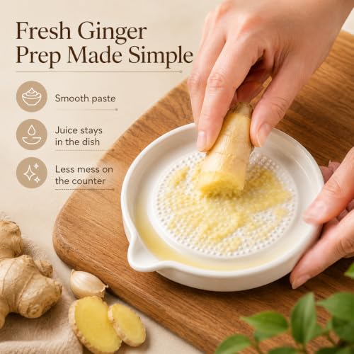Image of Ceramic Handheld Ginger Garlic Grater Mini Mortar Spice Tool Kitchen Zester Citrus Fruit Grating Plate Nonstick Small Size Easy Clean Home Cooking Accessory