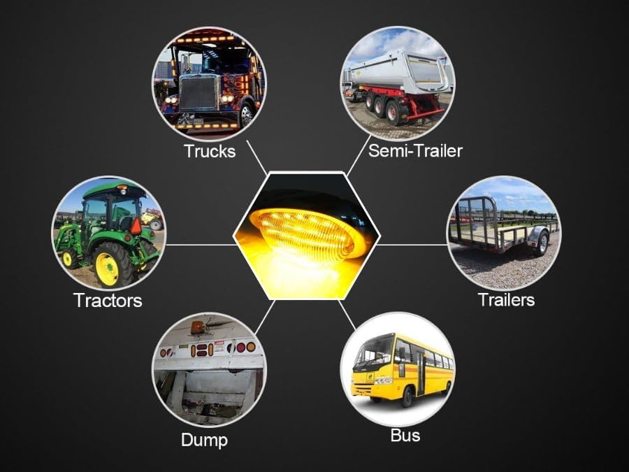 Miniatura 8 de Par (cantidad 2) 6 "ámbar Sleeper Cab LED Side MarkerTurn Led Light Clearance para Freightliner CenturyColumbia montaje en superficie 15LED,