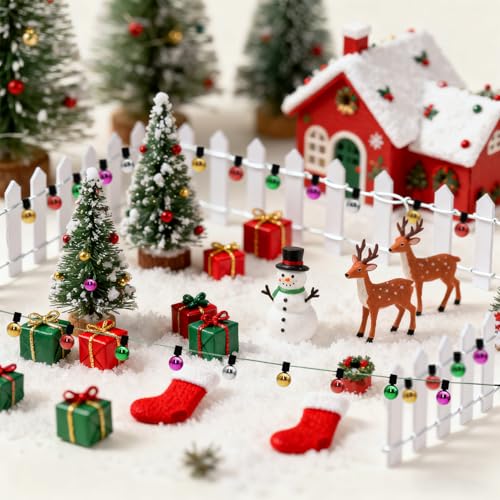 Weihnachten Miniatur-Gartenzaun Holzzaun Flexibler Miniatur-Zaun, 100cm*5cm Miniatur Zaun Gartenzaun Holz, verwendet für Miniaturlandschaft Puppenhaus Blumentopf Fee Garten Wichteltür dekoration