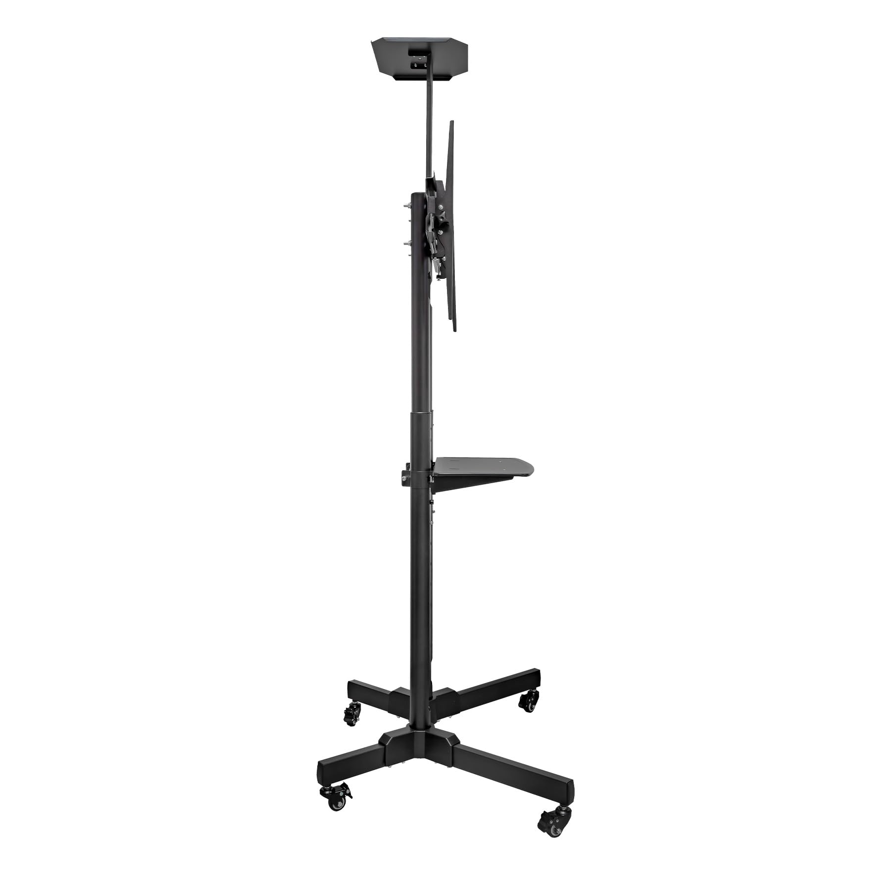 UNYKAch Supporto TV mobile con 2 ripiani e altezza regolabile per schermi piatti e curve da 32-75 pollici (fino a 45 kg), VESA max 600 x 400 mm