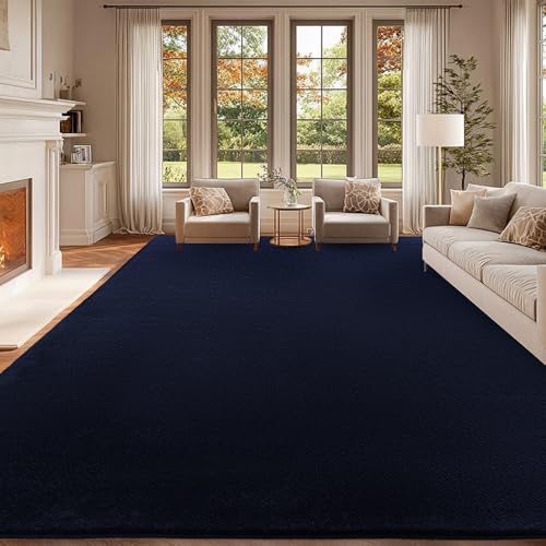 qulint 8x10 Carpet for Living Room, Large Navy Blue Rug