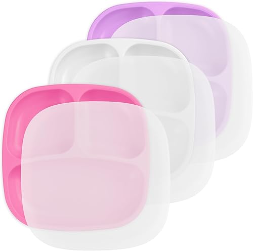 Miniatura 1 de Re Play Paquete de 3 platos divididos de 7 pulgadas con lados profundos y tres compartimentos para una fácil autoalimentación, sin BPA, aptos para