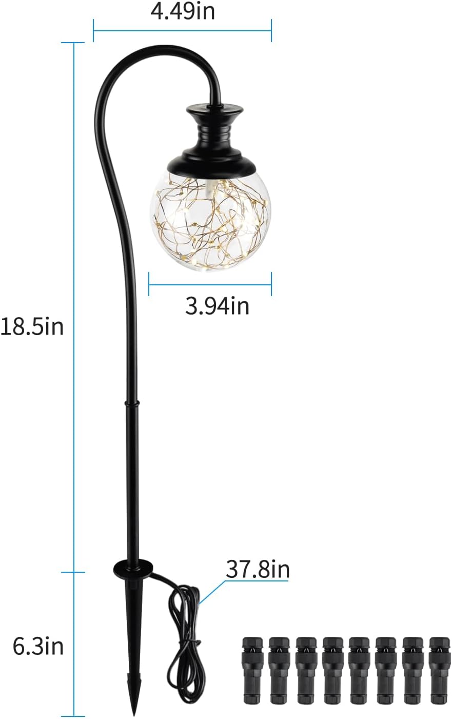 Low Voltage Globe Garden Lights, Landscape Lighting Low Volt Glass Pathway Lights, Decroative LED Path Lighting for Path, Patio, Yard, Walkway, 12-24V AC/DC, Corded, Waterproof, 2.5W 136LM