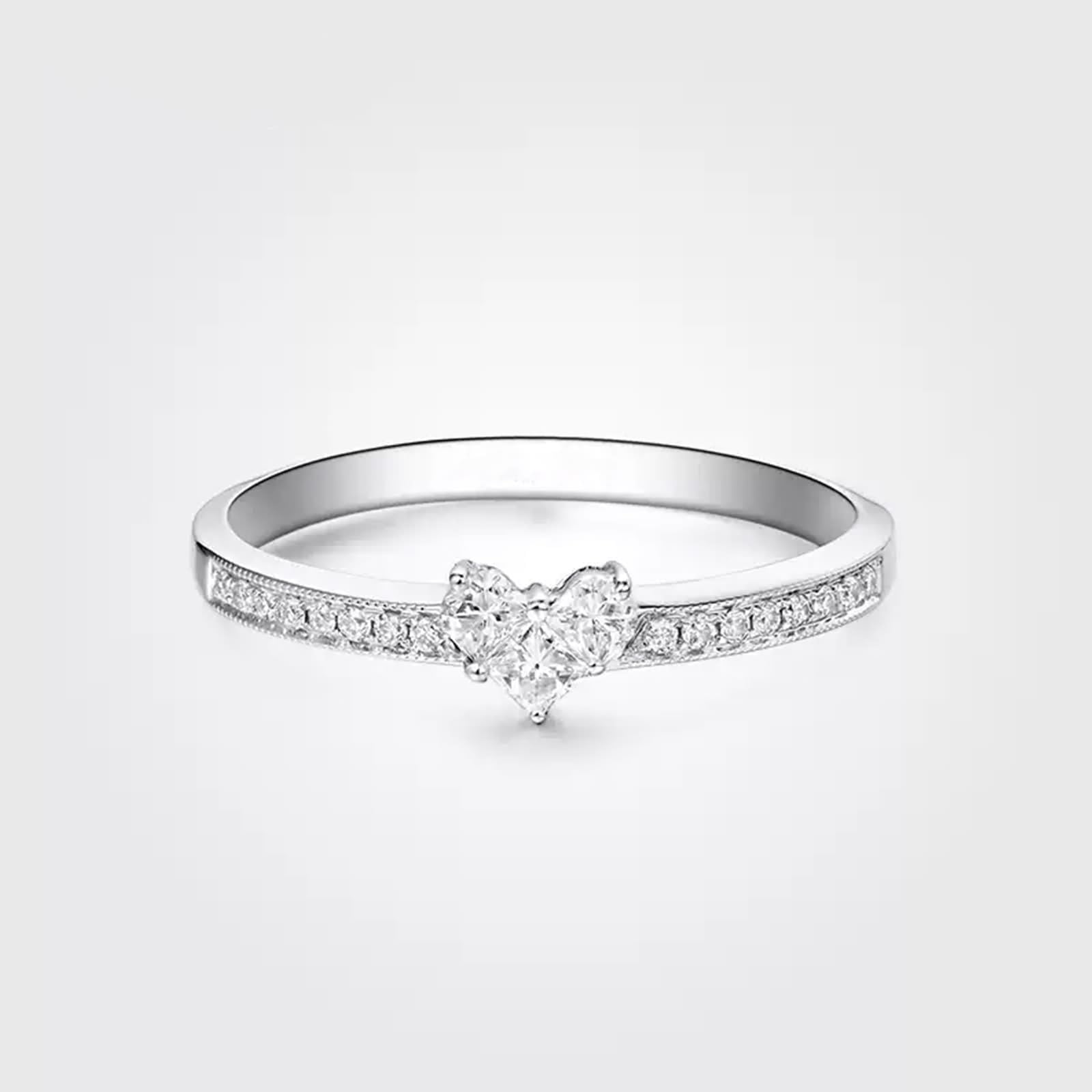 Obrączki ślubne damskie, srebrne, 0,22 ct, diament Pt950 i białe złoto, prezent dla kobiet