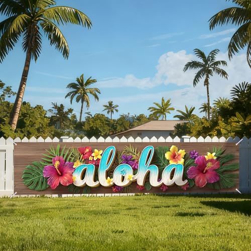 Image of Nuxovilar Aloha Banner Hawaiian Party Decorations 78.7x17.7Inches