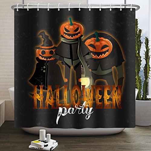 Bovlleetd 180x180cm Hallowen Ognissanti Tenda da doccia Zucca in Trench Tenda da bagno impermeabile Tenda da bagno Halloween Tenda decorativa da bagno con ganci per la decorazione del bagno