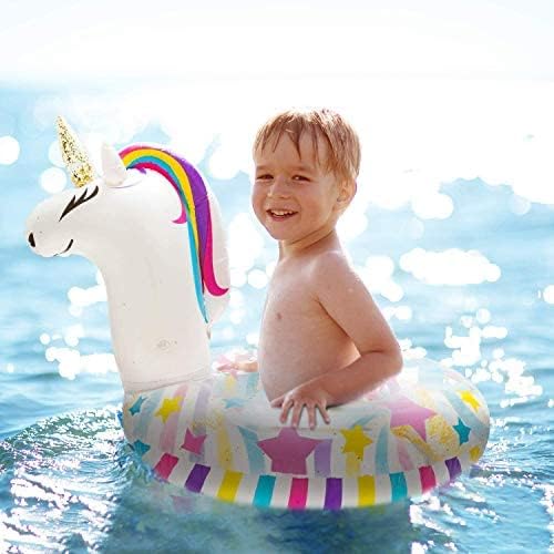 BeYumi Inflatable Unicorn Pool Float Inflation Swimming Floaty Pool Toy Swimming Ring with Sequins Unicorn Pool Party Water Fun Summer Outdoor Beach Water Lounge Inflatable Raft for Kid & Adult White
