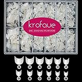 krofaue 600Pcs French Short Nail Tips,12 Sizes Clear Acrylic Nail Tips with Box,Half Cover Natural False Nail,White Wrap Edge Artificial False Manicure for Nail Tips Art Salons and Home DIY (Natural)