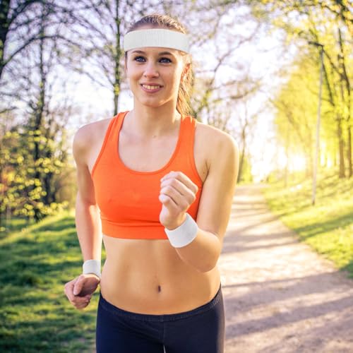 Image of Civaner 12 Pcs 80 90s Neon Sweatbands Soccer Baseball Headbands Wristband Set for Men Women Party Cotton Headbands Terry Cloth Athletic Sweat Bands for Tennis Football Gym Outdoor