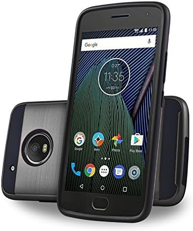 Circlemalls Moto E4 Plus Case, 2-Piece Style Hybrid Shockproof Case with [HD Screen Protector] and Touch Screen Pen (Black)