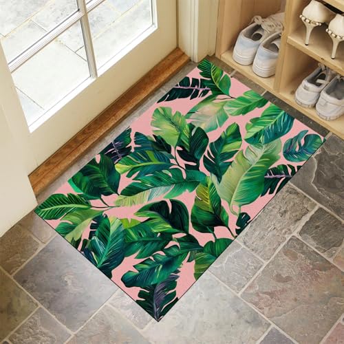 Felpudo de hoja de plátano tropical, alfombra suave y lavable de 50x80cm para la entrada de casa 4