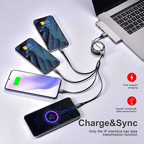 Asicen ASICEN-4WAY-CAB-001 2Pack Multi Charging Cable, 4 In 1 5Ft Retractable Iphone Charger Cable, Multi Charging Cord, Retractable Usb Cable thumb #2