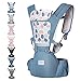 Baby Carrier with Hip Seat Baby Wrap Carrier All Season Multifunctional Baby Carrier Newborn to Toddler Baby Doll Carrier Front and Back for Men and Girls (T Blue)