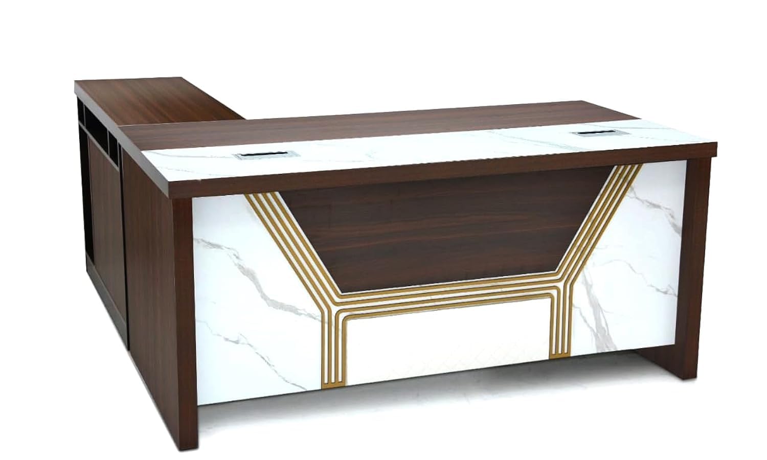 Classic L Shape Office Table with Side Drawers, Office Desk, Computer Table 160X80X75Cm