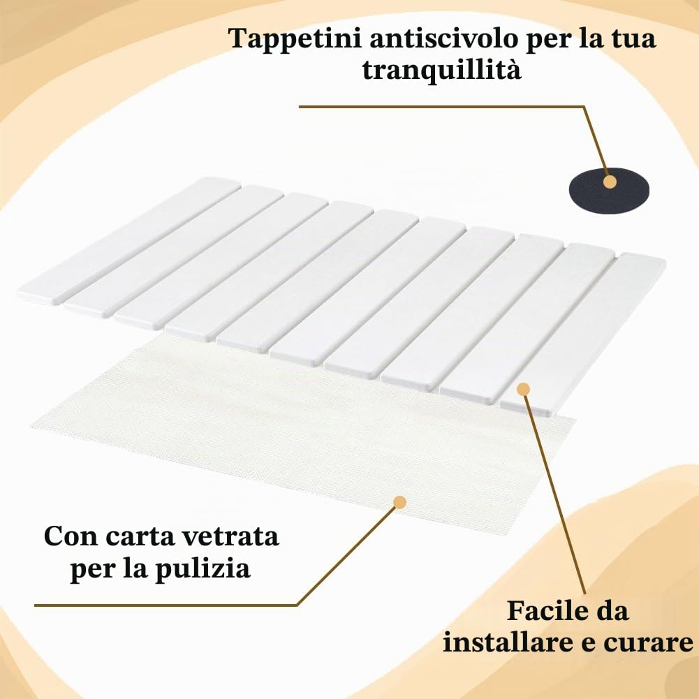 UNICRAFTALE Tappetino scolapiatti in pietra per cucina, bianco, ad asciugatura rapida, assorbente, pieghevole, 59 x 38,8 cm, con tappetino antiscivolo e carta vetrata, per piatti, bottiglie, tazze