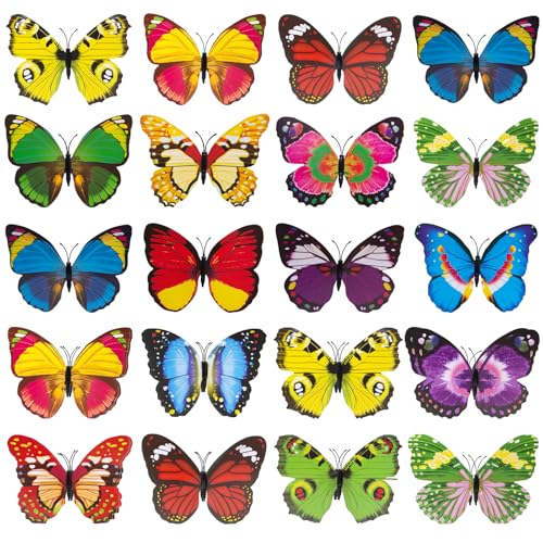 Bofanze 40 Pièces 3D Papillon Décoration avec Clip 12cm Papillon Artificiel 3D Couleur Papillon Décoratifs Aile Plastiques Déco Papillon pour Salon Jardin...