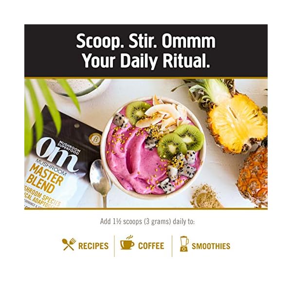 Om Mushroom Superfood Master Blend 10 Mushrooms Complex& Adaptogens, 3.17 oz (Packaging and Serving Size May Vary)