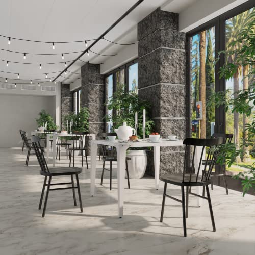 Anmutig Metal Patio Dining Chairs Side Chairs Indoor/Outdoor Windsor Style Metal Side Chair Farmhouse Chair With Spindle Back Set Of 2 (Black) #TOP1